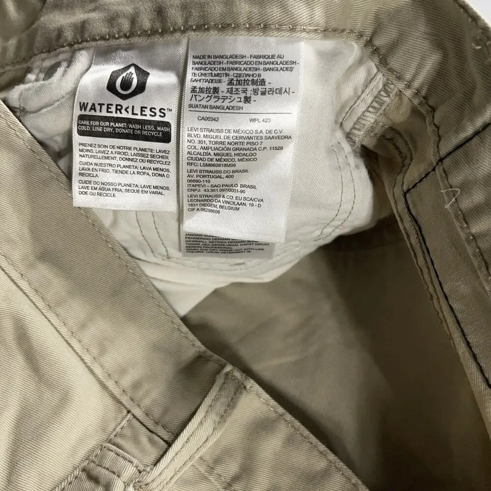 Levi’s 514 Straight Fit Pants Men 38x30 Khaki Stretch Twill‎ Jeans Tag 38x32